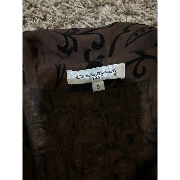 Claudia Richard Y2K Long Sleeve Top S Coffee Mocha Mousse Chocolate Brown - Picture 2 of 3